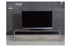 180幅テレビボード 完成品 スモークガラス リビング収納 テレビ台 180センチ【古木柄（グレー色）】