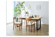 【大川家具】無垢材 ダイニングテーブル (棚付き) 食卓テーブル 4人掛け 幅1800mm 奥行800mm ホワイトオーク 天然木 国産 日本製 鉄脚 開梱設置便 高級感 インダストリアル【設置付き】