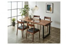 【大川家具】無垢材 ダイニングテーブル 食卓テーブル 4人掛け 幅1800mm 奥行800mm ウォールナット 天然木 国産 日本製 鉄脚 開梱設置便 高級感 インダストリアル【設置付き】