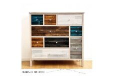 90幅4段 (取っ手：白) カラフル アカシア材 桐材 ローイチェスト 国産 日本製 大川家具 完成品 天然木 木製 チェスト タンス 箪笥 桐 大容量 収納 洋服 ナチュラル