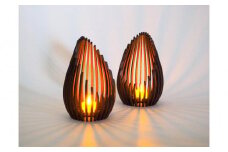 LED キャンドルホルダー 木製 レーザー加工雑貨 黒洛 インテリア雑貨 キャンドルホルダー001 2個セット
