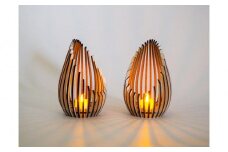 LED キャンドルホルダー 木製 レーザー加工雑貨 ホワイト木目 インテリア雑貨 キャンドルホルダー001 2個セット