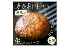 無添加 博多和牛入り ハンバーグ 8個セット (120g×2個入り×4パック) | 和牛 豚肉 合挽肉 冷凍 生 ハンバーグ 惣菜 食卓 お弁当 おすすめ ふるさと納税 大川市