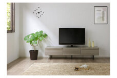 大川家具 幅180cm テレビボード グレー -elm-エルム