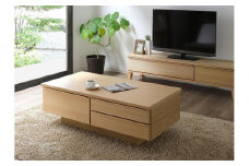大川家具 幅120cm センターテーブル レッドオーク -leo-レオ