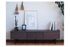 【グレー】大川家具 幅153cm テレビボード -grace-グレース