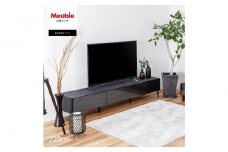 テレビボード 幅220cm ローボード テレビ台 リスボン グラスブラック×マーブルブラック 【モーブル】【大川家具】