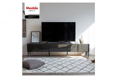 テレビボード 幅200cm ローボード テレビ台 リスボン グラスブラック×マーブルブラック 【モーブル】【大川家具】