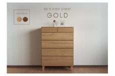 【ウォールナット】大川家具 幅90cm 5段 チェスト -gold-ゴールド
