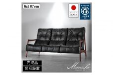 【開梱設置】MARUSHO モルビド 3人掛けソファ ブラック ハイバック 無垢 ソファ 3P 3人掛け ソファー デザイナーズ 和モダン 牛革 天然木 レザー 日本製 大川家具 丸庄 リビング 本革ソファ デザイナーズ おしゃれ