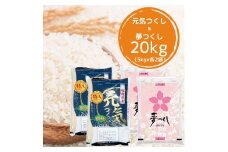 【令和7年産】福岡県産米食べ比べ＜白米＞セット「夢つくし」と「元気つくし」2種類 計20kg入り