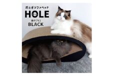 AL-073_爪とぎソファベッド・HOLE/奥行プラス/黒