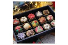 DC-012_【クリスマス近辺発送】クリスマスあんフラワークッキー　食べられるお花！あんこのお花！  15個入り【風呂敷ラッピング】和菓子