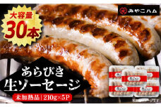 あらびき 生ソーセージ 6本 × 5パック 《豊前市》【みやこハム】 [VAN013]  肉 豚肉 ソーセージ 粗挽き 荒挽き
