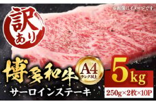 【訳あり】博多和牛サーロインステーキセット 5kg（250g2枚入り×10P）【株式会社Meat Plus】《豊前市》肉 ステーキ サーロイン [VBB012]