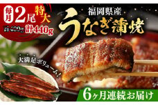 【全6回定期便】福岡県産 うなぎ 蒲焼 特大 2尾 合計 440 g（1尾あたり 220g以上）《豊前市》【福岡養鰻】 国産 うなぎ 特大 [VAD009]