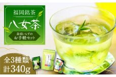 福岡銘茶 八女茶 ティーバッグ付 3種 340g 急須要らずのお手軽セット（便利なチャック付）《豊前市》【株式会社マル五】 [VCL031]