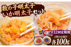 【全12回定期便】数の子明太子&いか明太子セット（各100g）【博多徳永とくとく珍味】《豊前市》【株式会社マル五】 [VCL068]