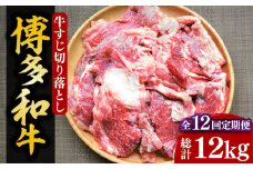 【全12回定期便】【化粧箱入】博多和牛 牛すじ切落し 1kg《豊前市》【株式会社マル五】 [VCL116]