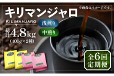 【豆でお届け】【全6回定期便】キリマンジャロ コーヒー 2種 ( 浅煎り フルーツフレーバー ＆ 中煎り チョコレートフレーバー )《豊前市》【稲垣珈琲】珈琲 コーヒー 豆 粉 [VAS192]
