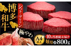【全10回定期便】博多和牛 ヒレ シャトーブリアン 200g × 4枚《豊前市》【久田精肉店】 [VBK094]