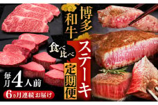 【全6回定期便】博多和牛 食べ比べ ステーキ 定期便 ( サーロイン /  ヒレ /  シャトーブリアン ) 《豊前市》【久田精肉店】 肉 和牛 牛 精肉 [VBK146]