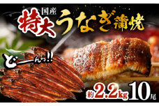 福岡県産 うなぎ 蒲焼 特大 10尾 計2,200g（1尾あたり 220g以上）《豊前市》【福岡養鰻】 国産 鰻 ウナギ 蒲焼き [VAD030]