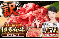 【全12回定期便】【訳あり】【A4〜A5ランク】博多和牛 切り落とし 1.5kg（500g×3個）《豊前市》【株式会社木村食品】国産 黒毛和牛 牛丼 肉じゃが [VDZ051]
