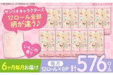 【北海道・沖縄・離島用】【全6回定期便】トイレットペーパー サンリオ ダブル 25m 12ロール×8パック《豊前市》【大分製紙】プリント キャラクター [VAA112] 備蓄 防災 まとめ買い 日用品 消耗品 常備品 生活用品 大容量 トイレ