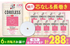 【通常エリア】【全6回定期便】【細穴タイプ】トイレットペーパー ダブル 長巻き 65m 6ロール×8パック エコ  コアレス 《豊前市》【大分製紙】 [VAA044] 備蓄 防災 まとめ買い 日用品 消耗品 常備品 生活用品 大容量 トイレ