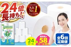 【通常エリア】【全6回定期便】トイレットペーパー シングル 24ロール 長巻き 130m (6ロール×4パック) 宅配 エコワンタッチ コアレス 《豊前市》【大分製紙】 [VAA052]