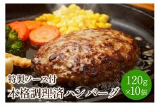 本格調理済ハンバーグ10食 特製ソース付【001-0010】
