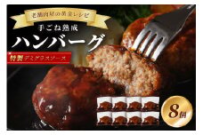 【湯煎で簡単調理】老舗肉屋の熟成ハンバーグ/特製デミソース8個【019-0014】