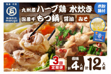 【3回定期便】博多グルメの代表！！もつ鍋と水炊きのおいしい定期便【001-0373】