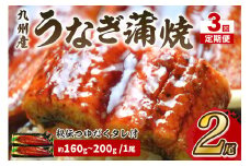 【3回定期便】九州産うなぎ蒲焼2尾　秘伝つゆだくタレ付【001-0383】