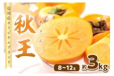 秋王(あきおう) 柿 約3kg箱(8-12玉)【011-0068】