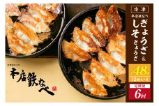 【6回定期便】本店鉄なべ冷凍ぎょうざと冷凍しそぎょうざ48個入り交互にお届け【040-0014】