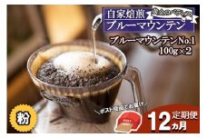 定期便 12ヶ月 自家焙煎 “コーヒーの王様” ブルーマウンテン ストレート (粉) 100g×2 ポスト投函 珈琲 コーヒー 12回 お楽しみ Morrow珈琲