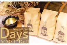 定期便 12ヶ月 自家焙煎 オフィスコーヒー Days マイルドブレンド 500g×3 粉 12回 お楽しみ Morrow珈琲
