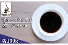 珈琲 自家焙煎 ブルーマウンテン No.1＆ゲイシャ 各100g：豆