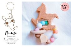 名入れ 歯固め ブレスレット レインボー キャンディカラー ベビー 赤ちゃん シリコンボール ストラップ ギフト プレゼント 贈り物
