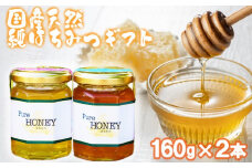 はちみつ 化粧箱入り 国産 天然 純はちみつ 160g×2本セット さくら＆やまみつ ギフト 《包装対応、手提げ袋付》
