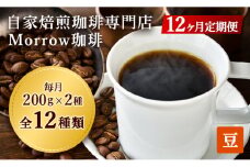 コーヒー豆 定期便 12ヶ月 自家焙煎 Morrow珈琲 2種 各200g セット 詰め合わせ レギュラーコーヒー 珈琲 コーヒー 珈琲豆 ドリップコーヒー ドリップ 自家焙煎珈琲 自家焙煎コーヒー 12回 1年 お楽しみ 福岡 福岡県 小郡市