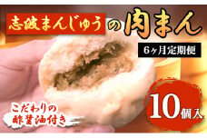 定期便 6ヶ月 肉まん 志波まんじゅうの「肉まんじゅう」 10個入り 酢醤油付 肉 6回 お楽しみ