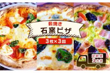 定期便　ベリー畑より 本格薪焼き石釜ピザ 3カ月 (3枚×3回) ピザ ※配送不可:沖縄、離島