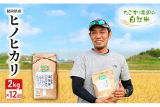 定期便 12ヶ月 米 たごもり農園の自然米 ヒノヒカリ 2kg 小郡産 栽培期間中 農薬不使用 お米 コメ 精米 12回 お楽しみ