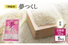 定期便 12回 米 1粒からこだわる 1等級米 夢つくし 白米 5kg お米 コメ お楽しみ 12ヶ月