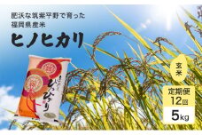 定期便 12回 米 1粒からこだわる 1等級米 ヒノヒカリ 玄米5kg お米 コメ お楽しみ 12ヶ月