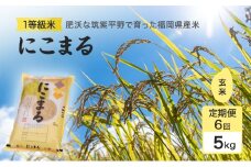 定期便 6回 米 1粒からこだわる1等級米 にこまる 玄米(5kg×6回） お米 コメ お楽しみ 6ヶ月