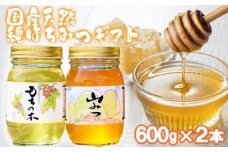 はちみつ 化粧箱入り 国産 天然 純はちみつ 600g×2本セット もちのき＆やまみつ ギフト 《包装対応、手提げ袋付》